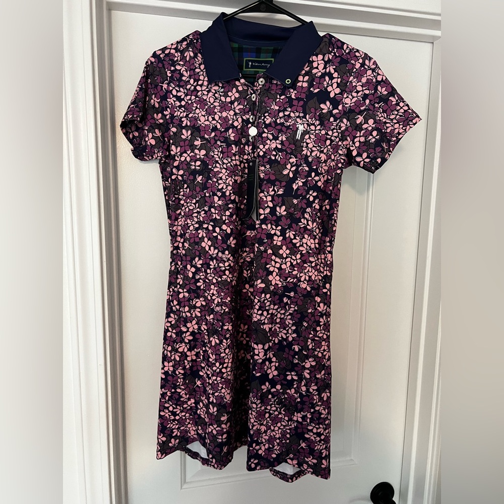 William Murray golf/tennis dress size small purple floral print spandex/dry fit